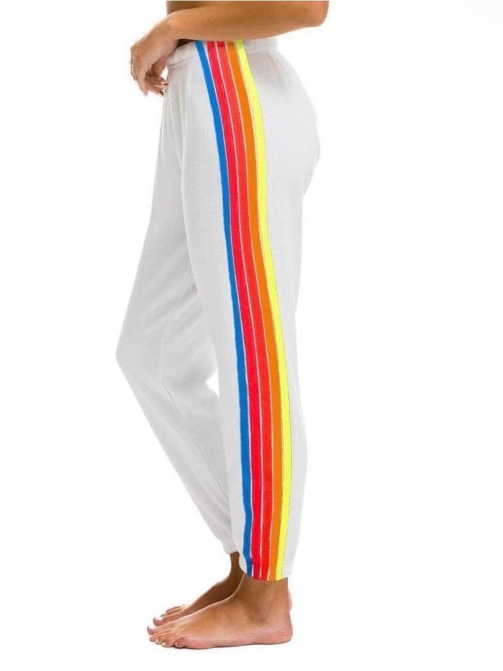 Aviator Nation Cream Five Rainbow Stripe